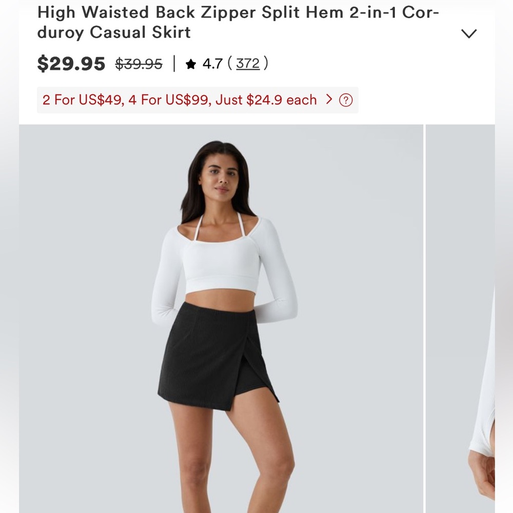 Halara High Waisted Split Hem 2-in-1 Casual Skort